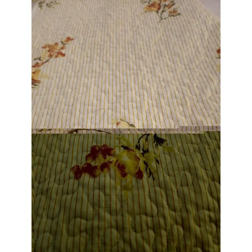 Oversized King 109x100 Rose Floral Reversible Quilted Bedspread Cottagecore